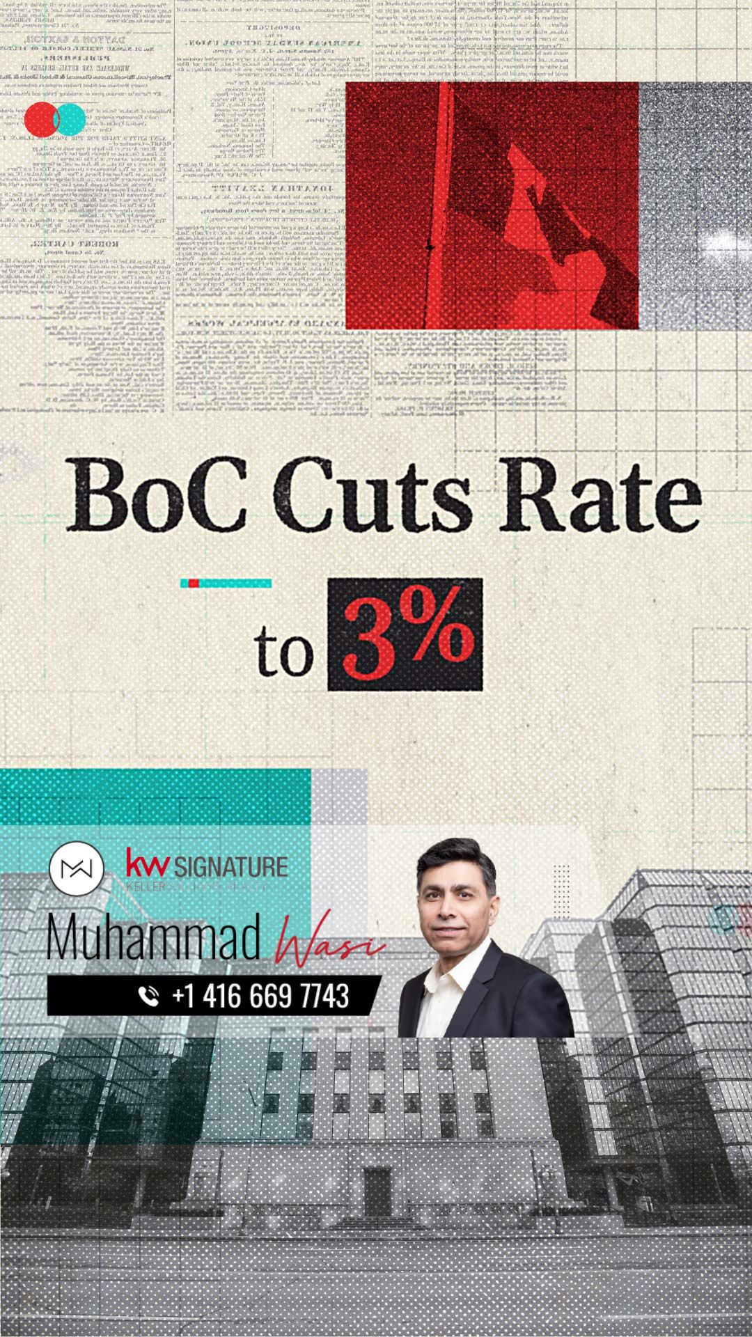 BoC Cuts Rate to 3%